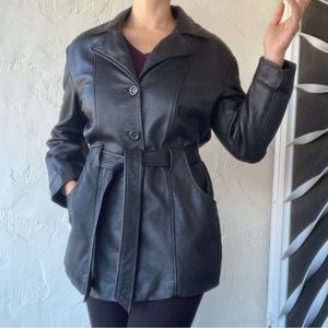 Genuine Real Leather Trench Coat